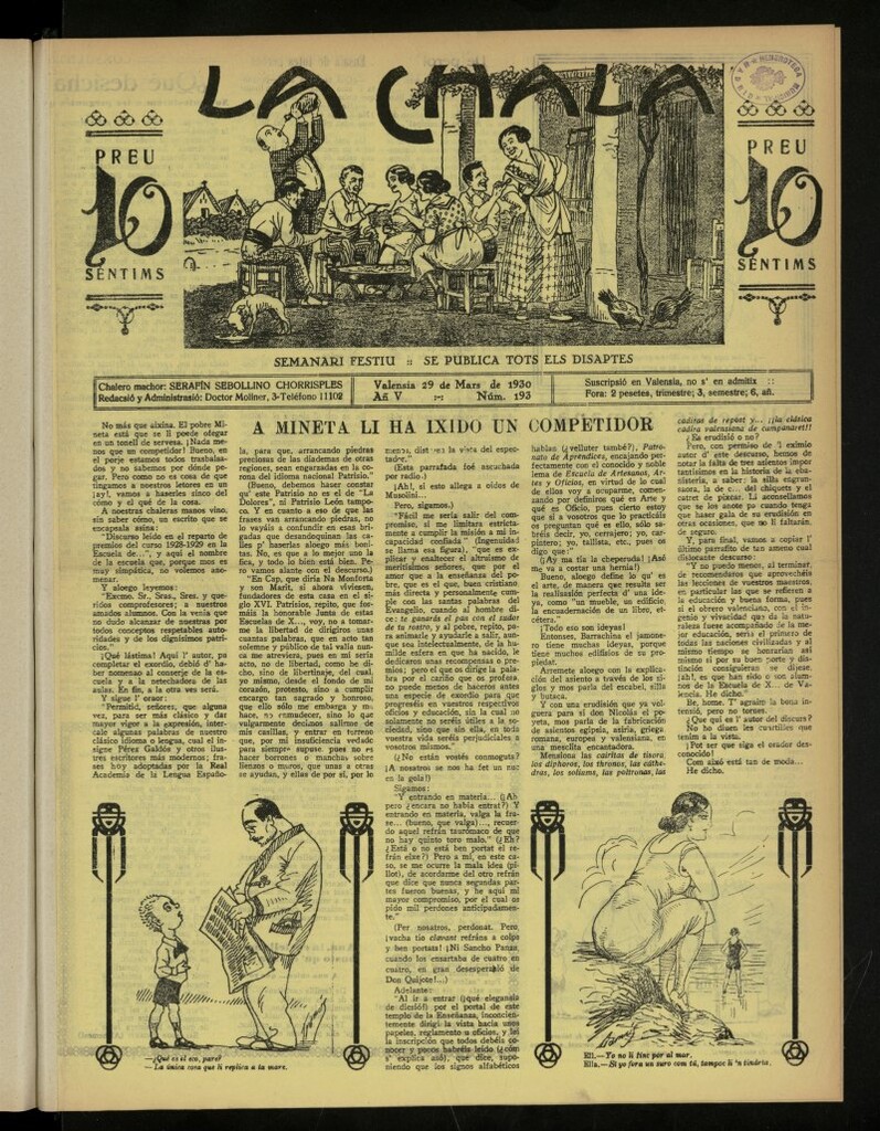 Miniatura de La Chala: semanari festiu, de 29 de marzo de 1930, nº 193