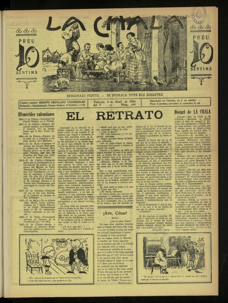 Miniatura de La Chala: semanari festiu, de 5 de abril de 1930, nº 194