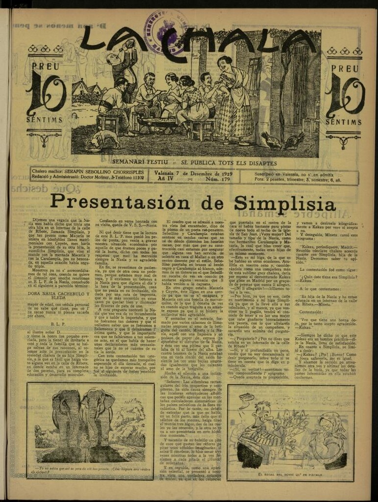 Miniatura de La Chala: semanari festiu, de 7 de diciembre de 1929, nº 179