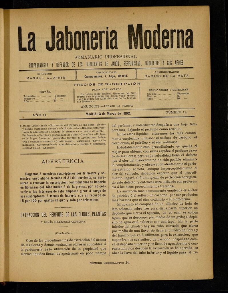 Miniatura de La Jabonería Moderna de 13 de marzo de 1892, nº 11