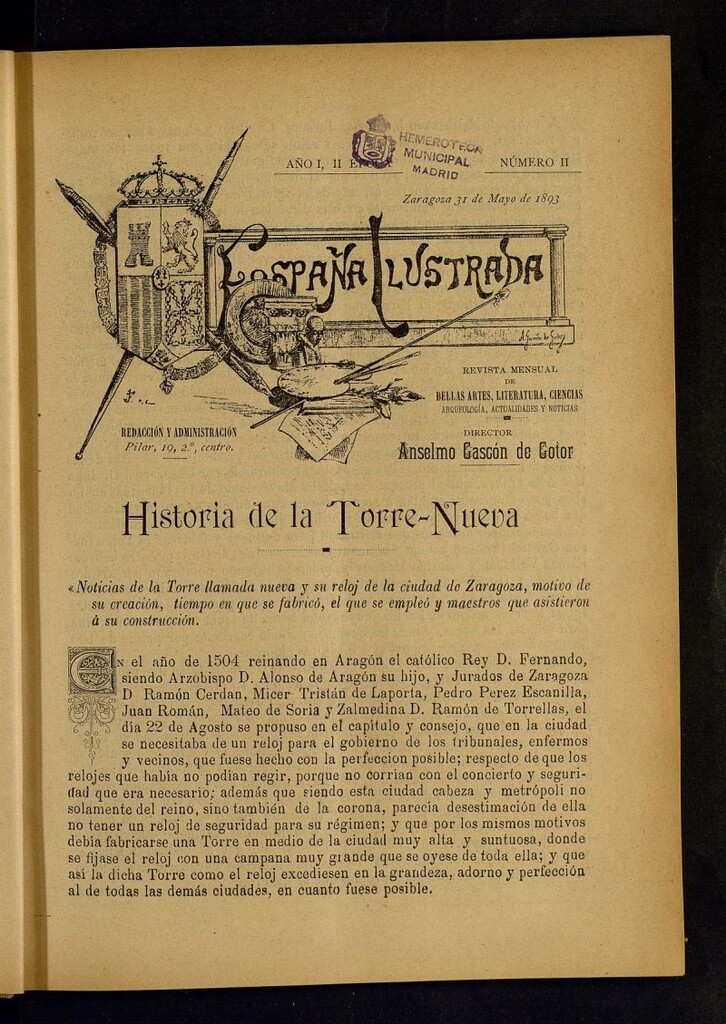 Miniatura de España Ilustrada: revista mensual de Bellas Artes, Literatura, Ciencias, Arqueología, actividades y noticias del 31 de mayo de 1893, nº II