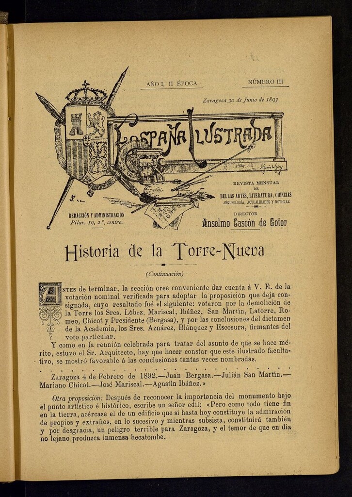 Miniatura de España Ilustrada: revista mensual de Bellas Artes, Literatura, Ciencias, Arqueología, actividades y noticias del 30 de junio de 1893, nº III