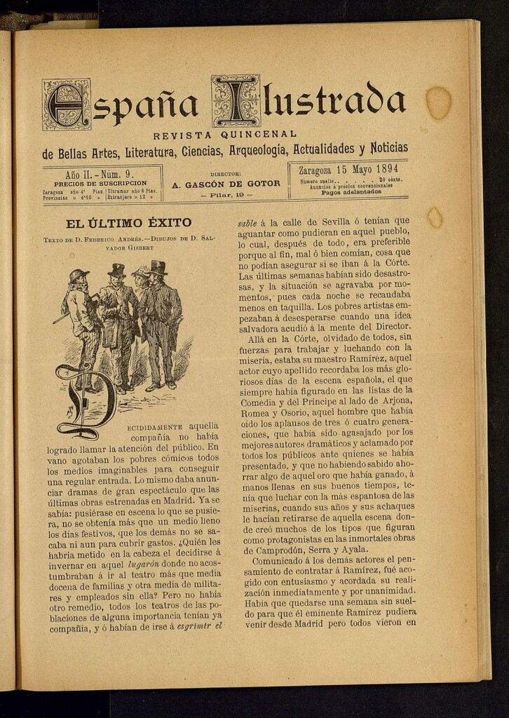 Miniatura de España Ilustrada: revista mensual de Bellas Artes, Literatura, Ciencias, Arqueología, actividades y noticias del 15 de mayo de 1894, nº 9