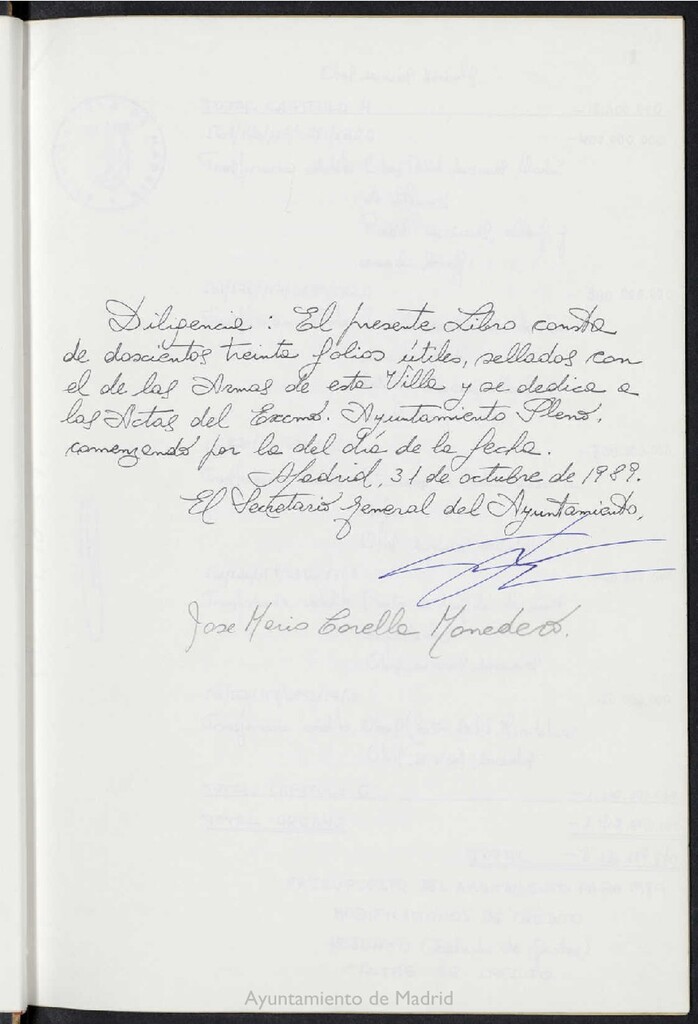 Miniatura de Actas de acuerdos del Pleno del Ayuntamiento. Tomo 17 del año 1989 (31 octubre a 24 noviembre)