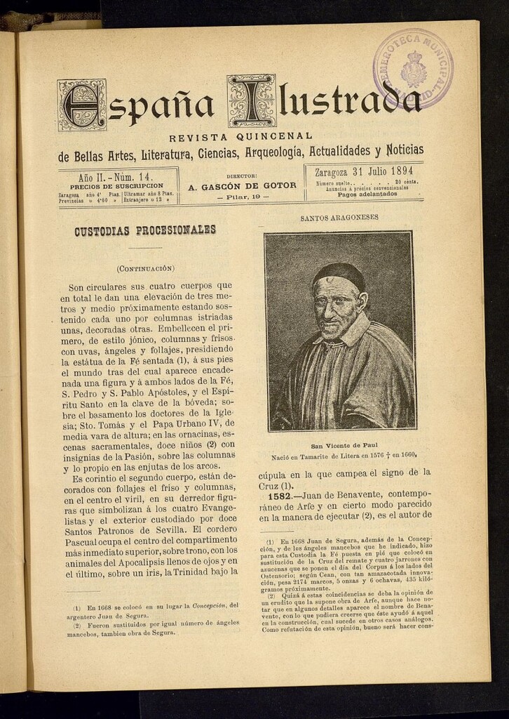 Miniatura de España Ilustrada: revista mensual de Bellas Artes, Literatura, Ciencias, Arqueología, actividades y noticias del 31 de julio de 1894, nº 14