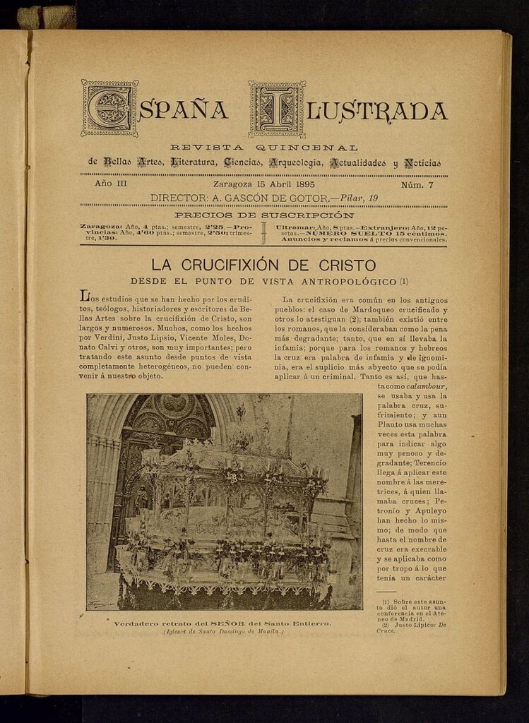 Miniatura de España Ilustrada: revista mensual de Bellas Artes, Literatura, Ciencias, Arqueología, actividades y noticias del 15 de abril de 1895, nº 7