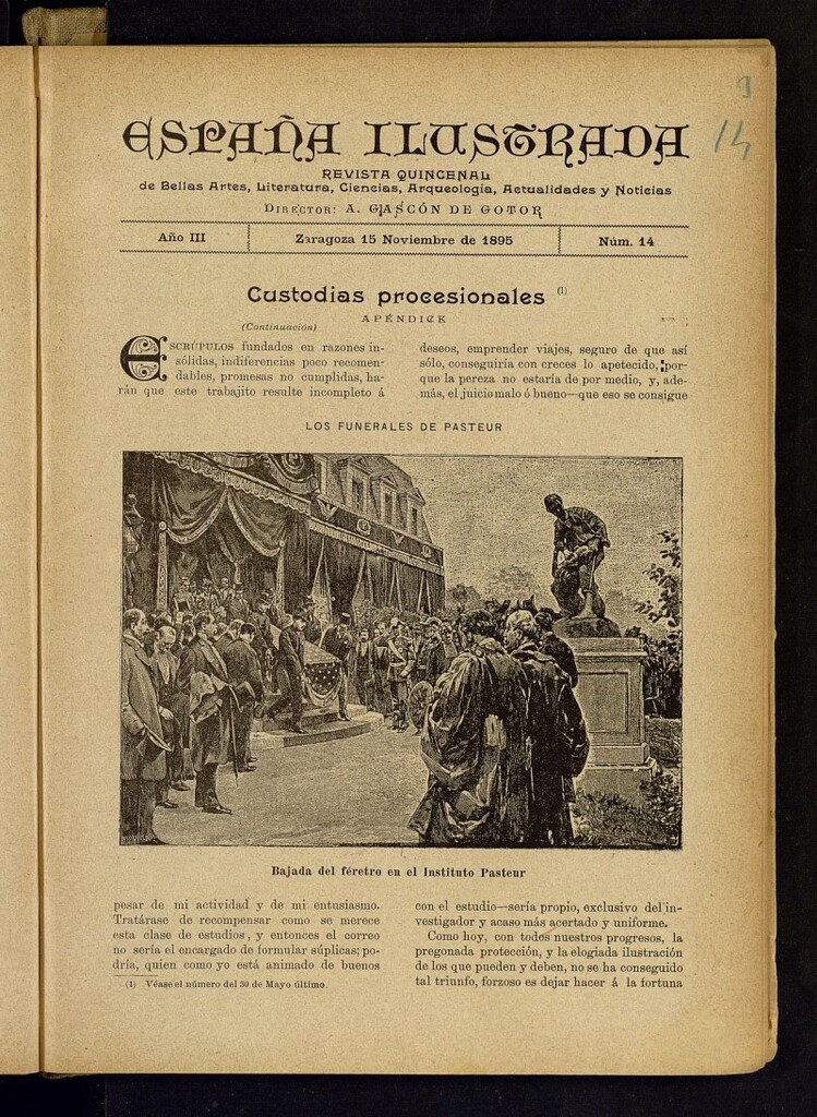 Miniatura de España Ilustrada: revista mensual de Bellas Artes, Literatura, Ciencias, Arqueología, actividades y noticias del 15 de noviembre de 1895, nº 14