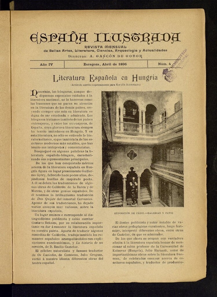 Miniatura de España Ilustrada: revista mensual de Bellas Artes, Literatura, Ciencias, Arqueología, actividades y noticias del 1 de abril de 1896, nº 4