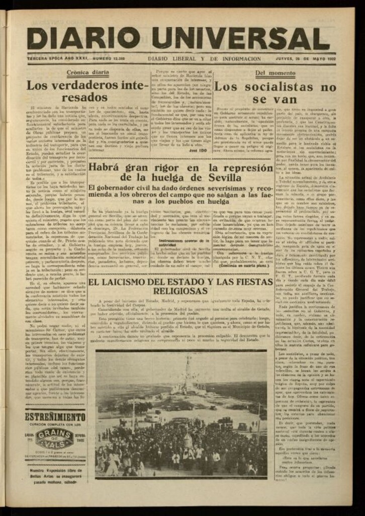 Miniatura de Diario Universal del 26 de mayo de 1932