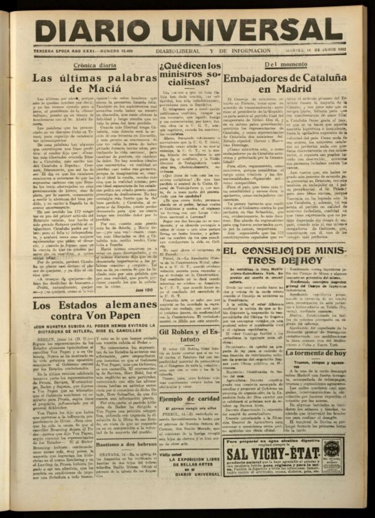 Miniatura de Diario Universal del 14 de junio de 1932