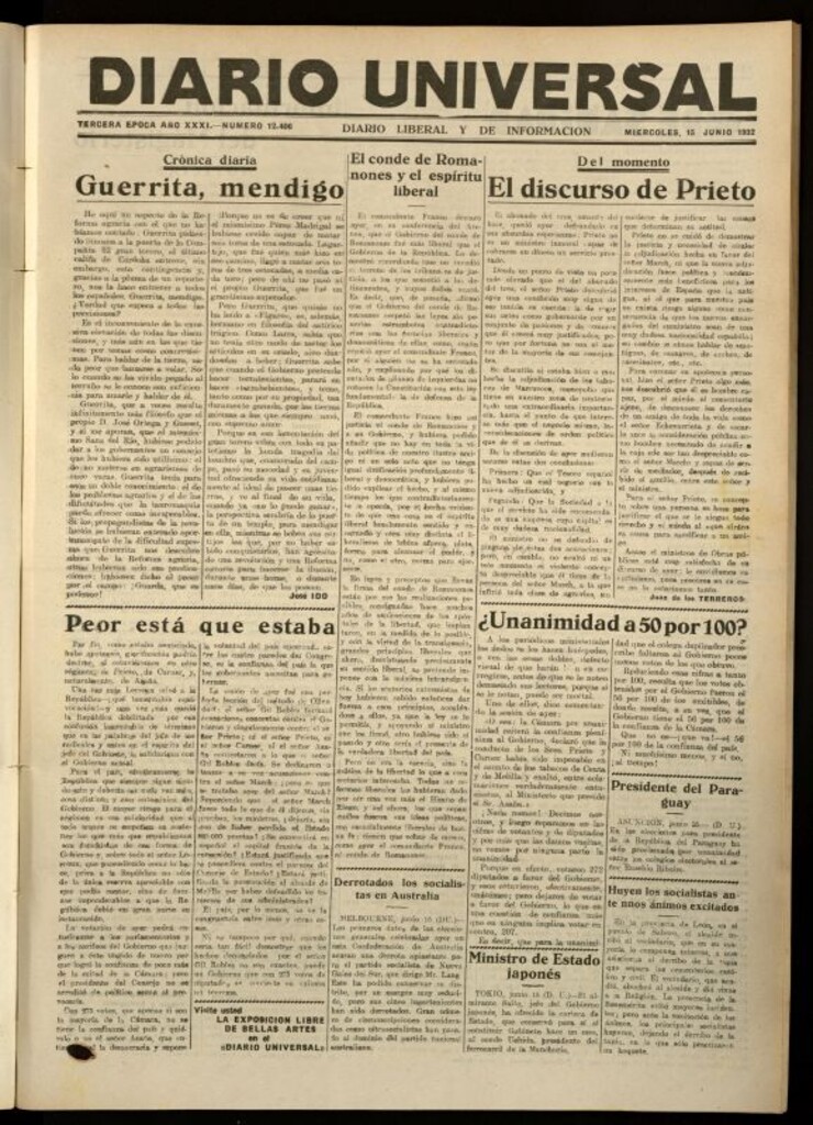 Miniatura de Diario Universal del 15 de junio de 1932
