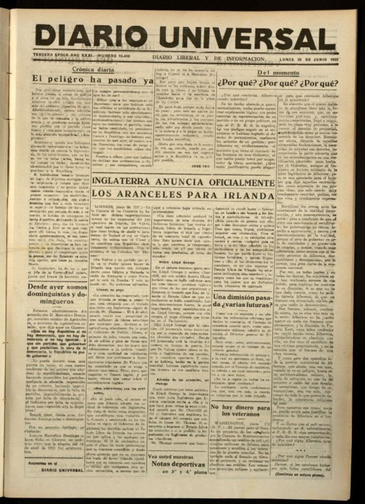 Miniatura de Diario Universal del 20 de junio de 1932