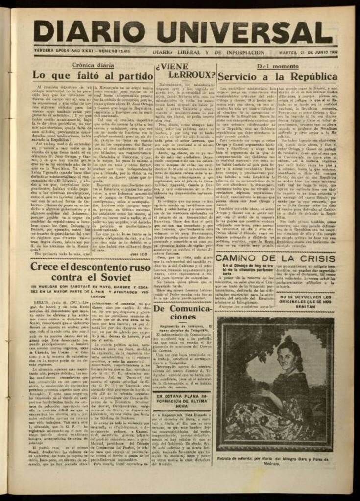Miniatura de Diario Universal del 21 de junio de 1932