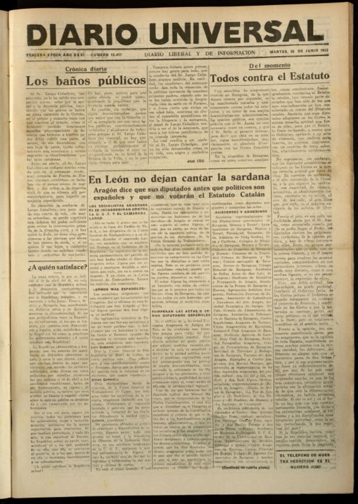 Miniatura de Diario Universal del 28 de junio de 1932