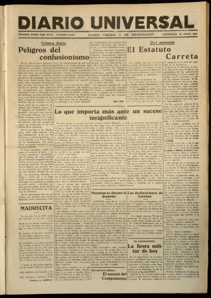 Miniatura de Diario Universal del 29 de junio de 1932