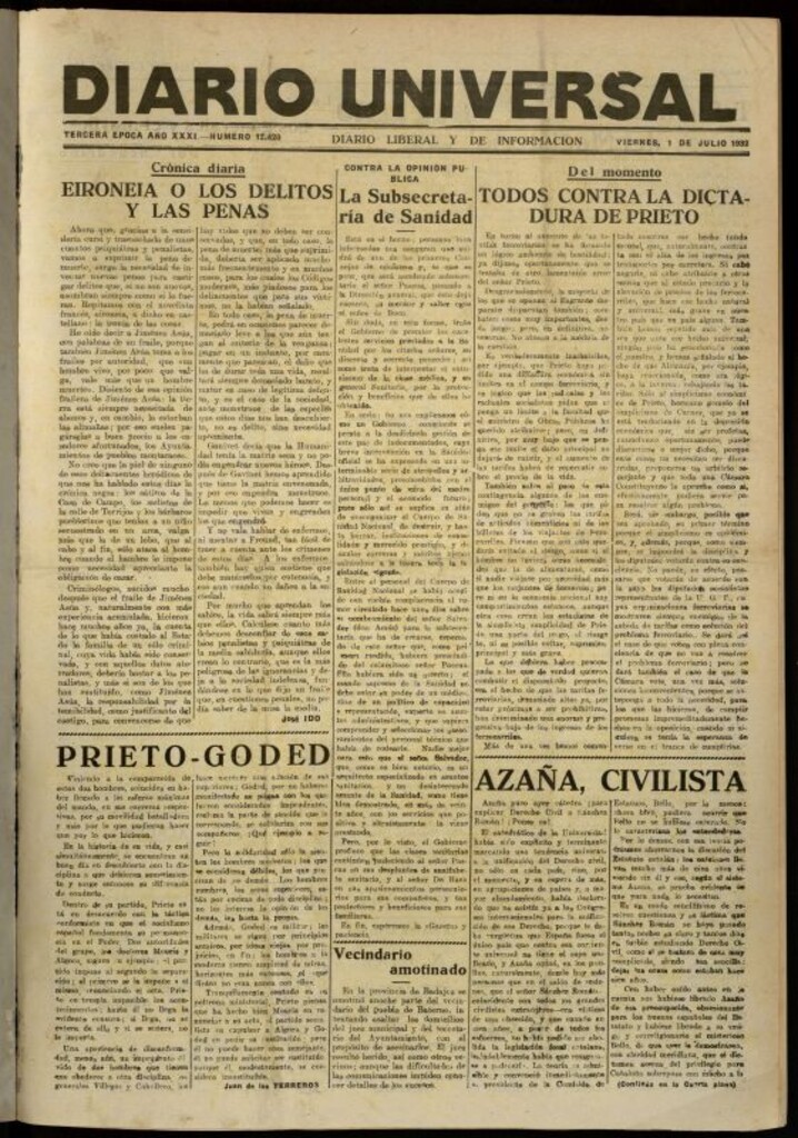 Miniatura de Diario Universal del 1 de julio de 1932