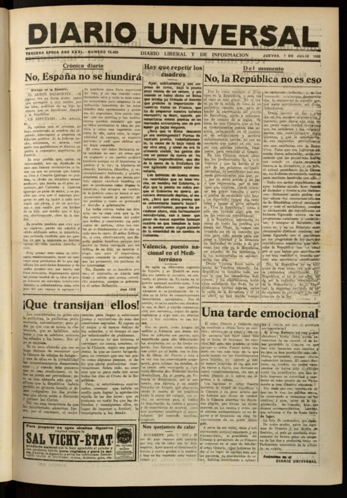 Miniatura de Diario Universal del 7 de julio de 1932