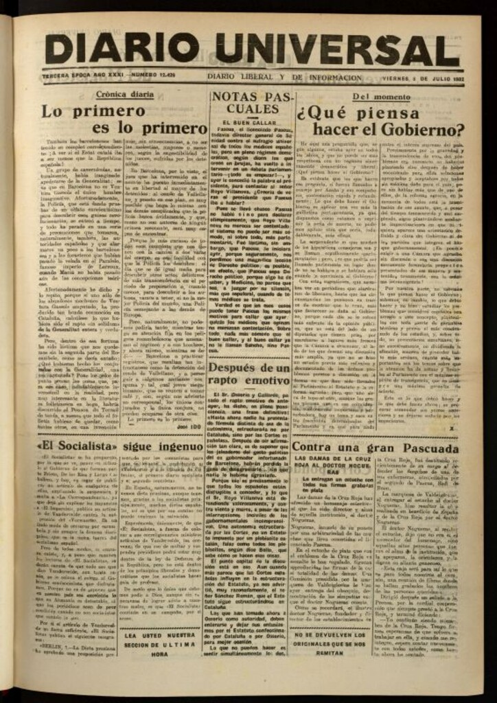 Miniatura de Diario Universal del 8 de julio de 1932