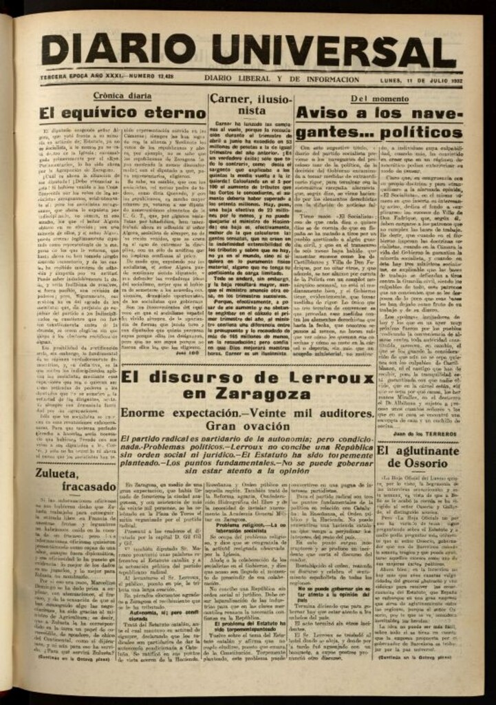 Miniatura de Diario Universal del 11 de julio de 1932