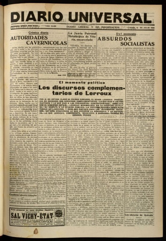 Miniatura de Diario Universal del 12 de julio de 1932