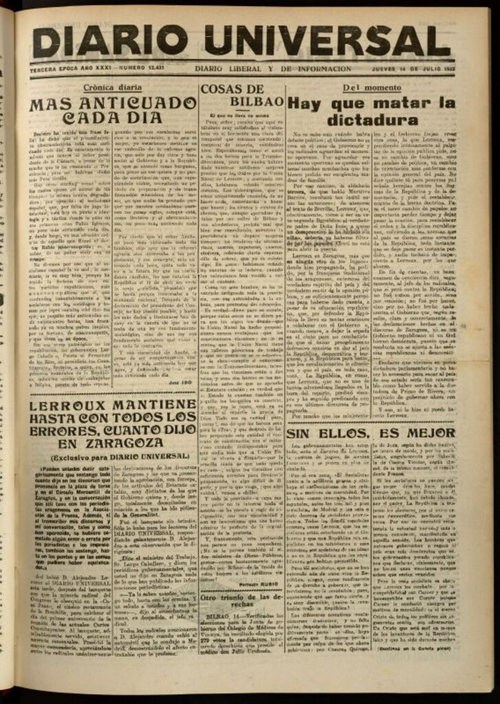 Miniatura de Diario Universal del 14 de julio de 1932