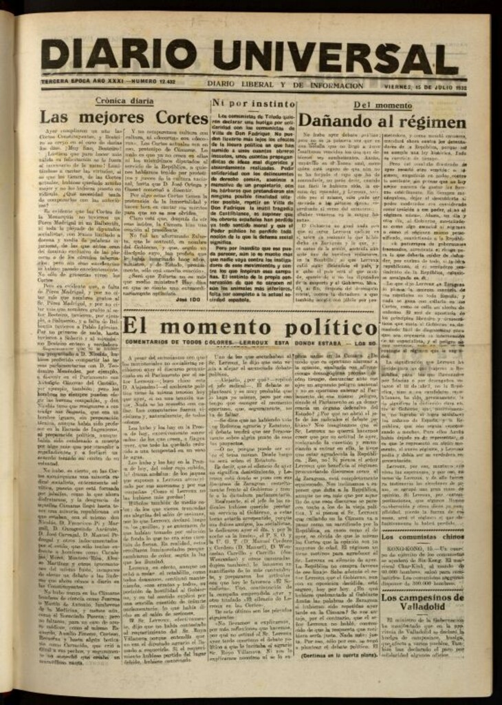Miniatura de Diario Universal del 15 de julio de 1932