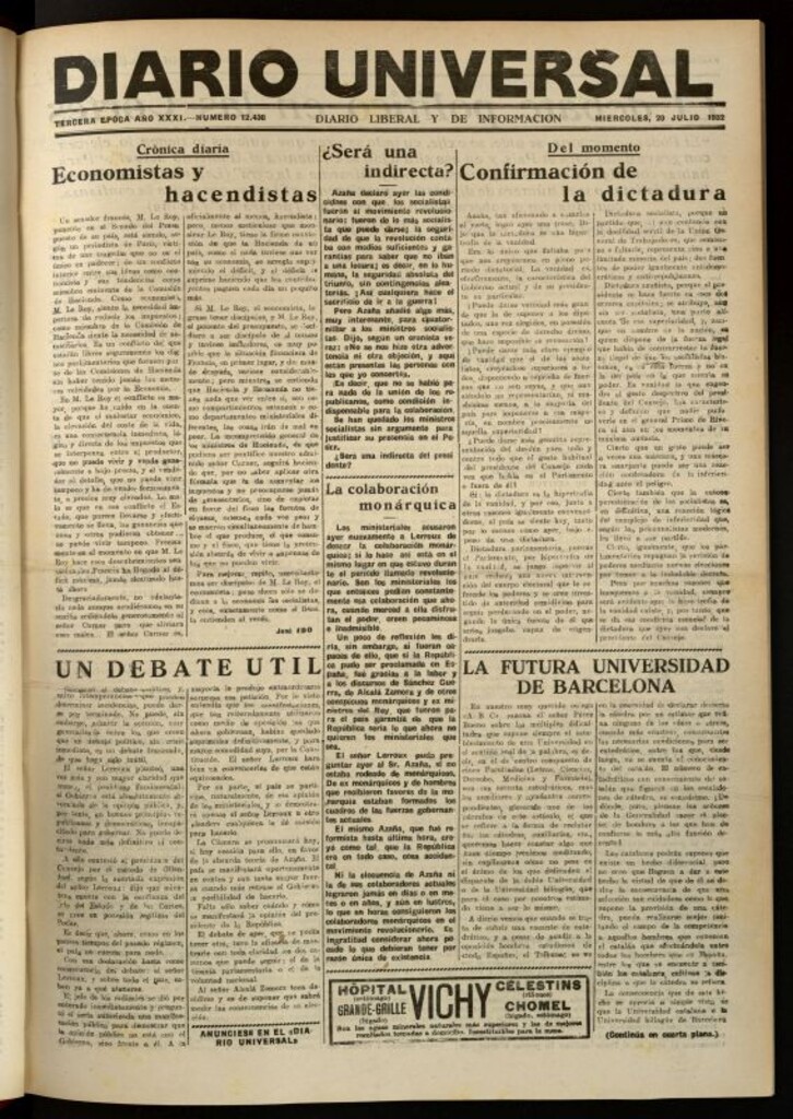 Miniatura de Diario Universal del 20 de julio de 1932