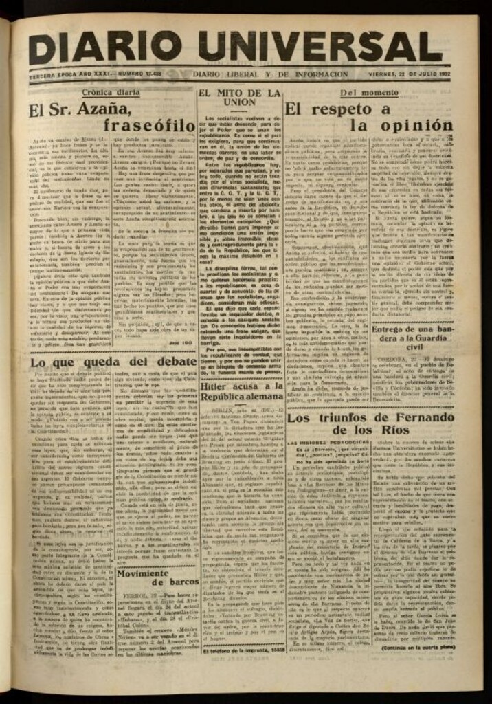 Miniatura de Diario Universal del 22 de julio de 1932