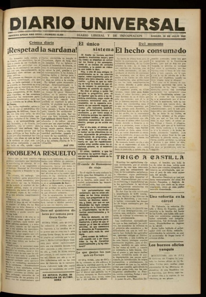 Miniatura de Diario Universal del 23 de julio de 1932