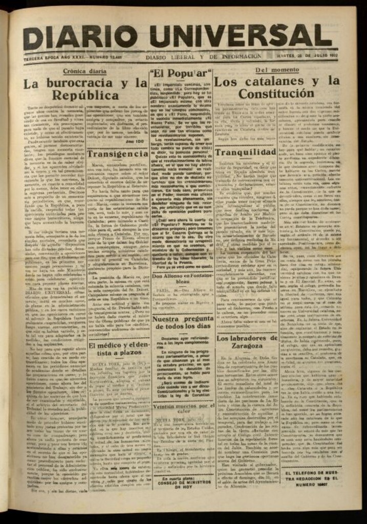 Miniatura de Diario Universal del 26 de julio de 1932