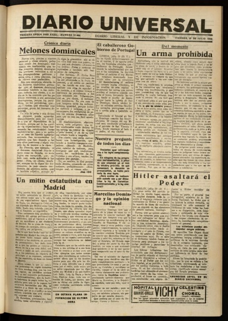 Miniatura de Diario Universal del 29 de julio de 1932