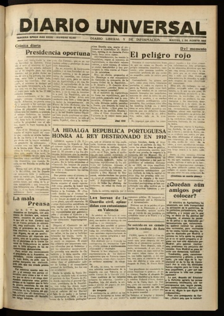 Miniatura de Diario Universal del 2 de agosto de 1932