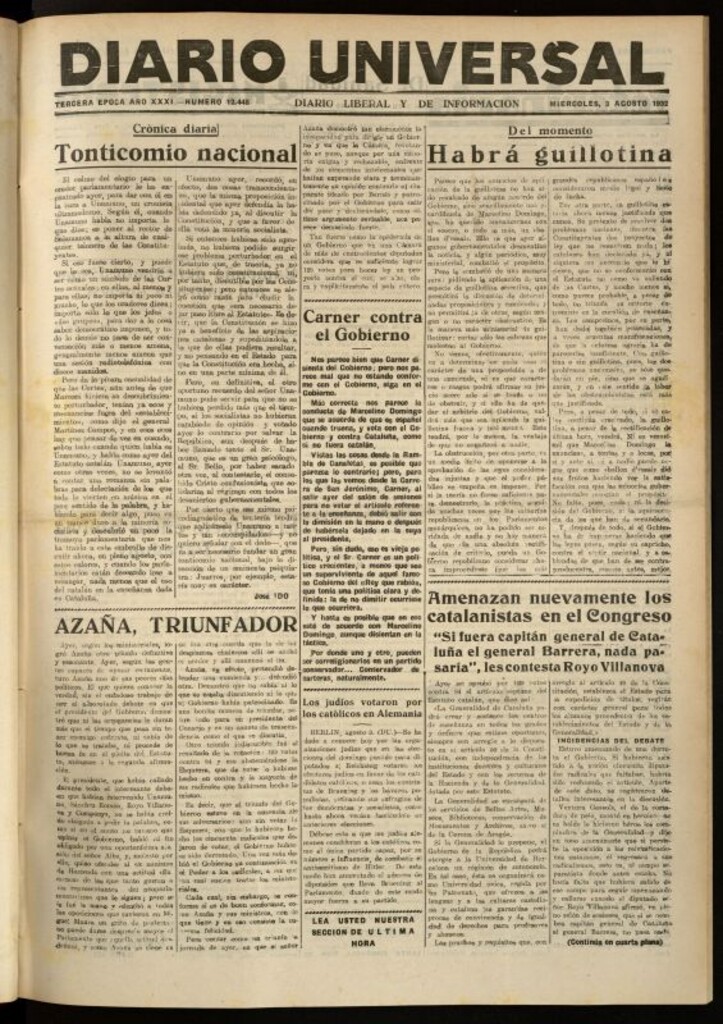 Miniatura de Diario Universal del 3 de agosto de 1932