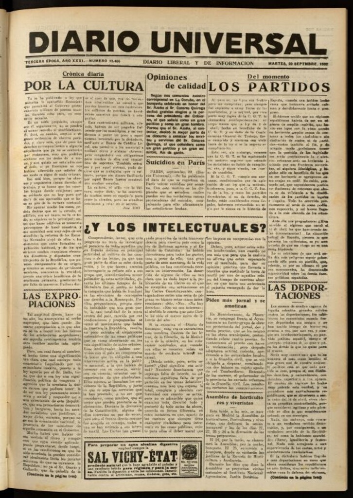 Miniatura de Diario Universal del 20 de septiembre de 1932