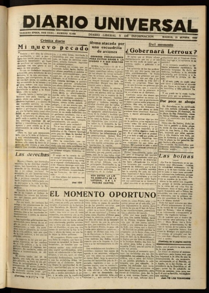 Miniatura de Diario Universal del 21 de septiembre de 1932