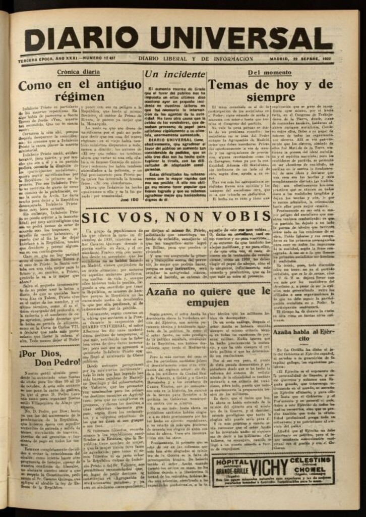 Miniatura de Diario Universal del 22 de septiembre de 1932
