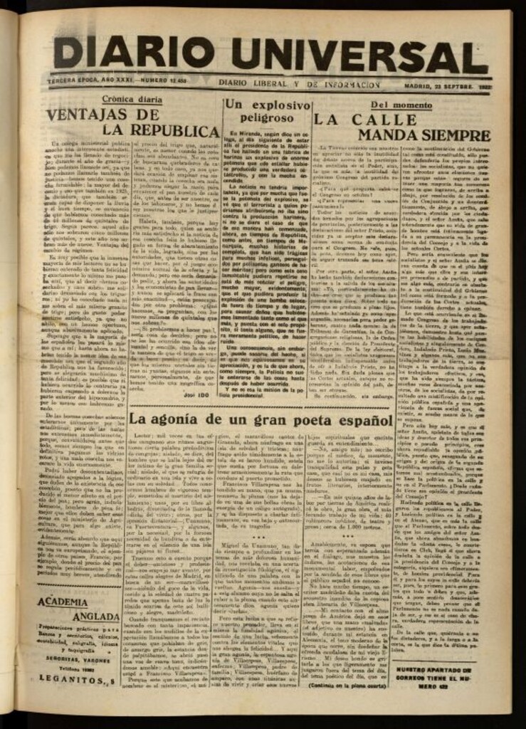 Miniatura de Diario Universal del 23 de septiembre de 1932