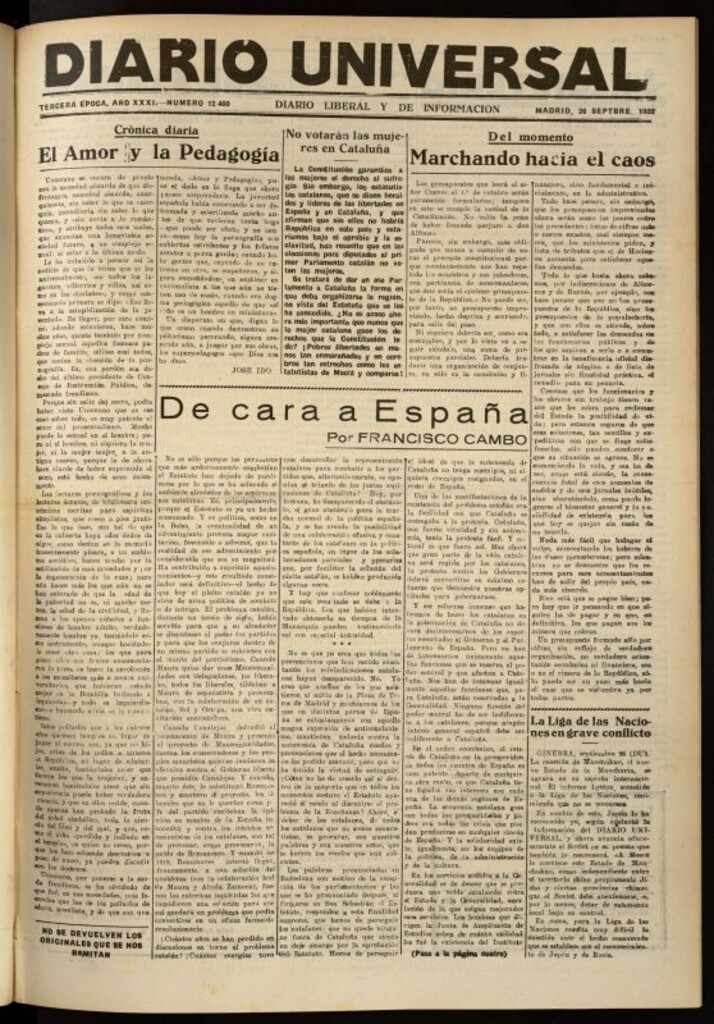 Miniatura de Diario Universal del 26 de septiembre de 1932