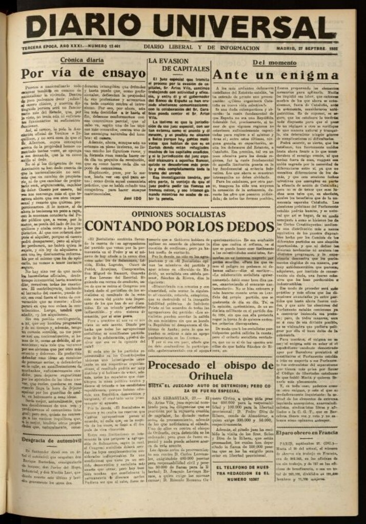 Miniatura de Diario Universal del 27 de septiembre de 1932