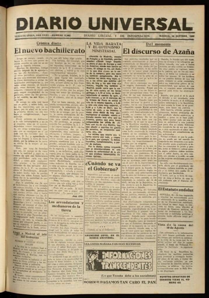 Miniatura de Diario Universal del 28 de septiembre de 1932