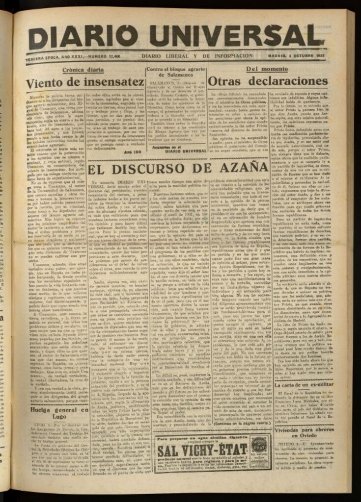 Miniatura de Diario Universal del 3 de octubre de 1932