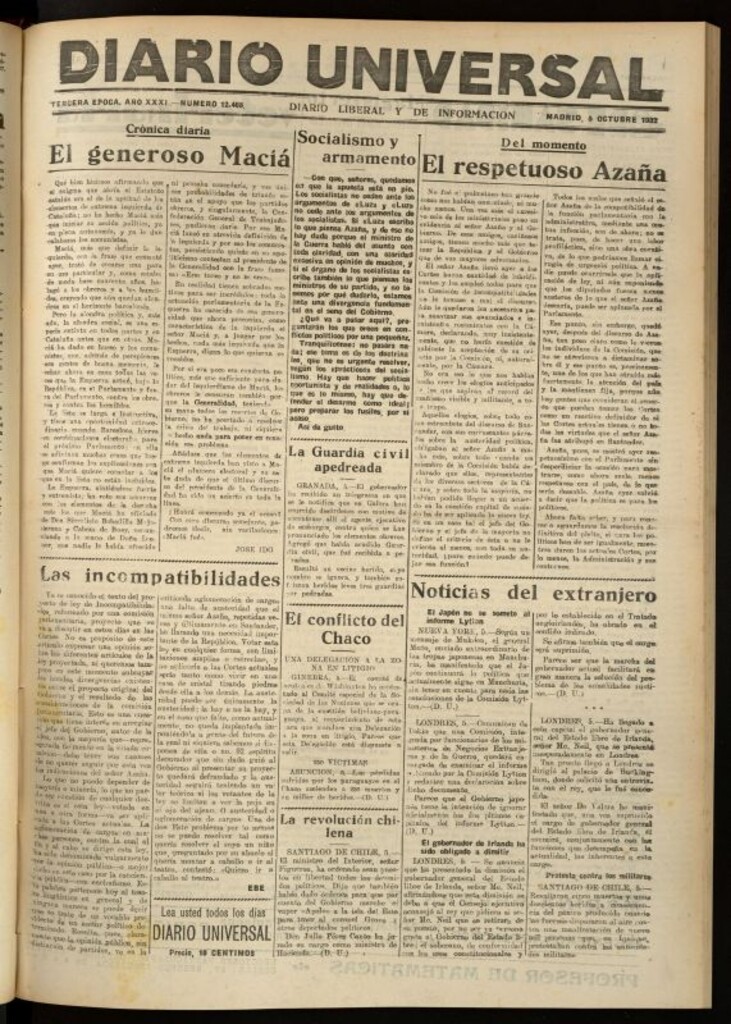 Miniatura de Diario Universal del 5 de octubre de 1932