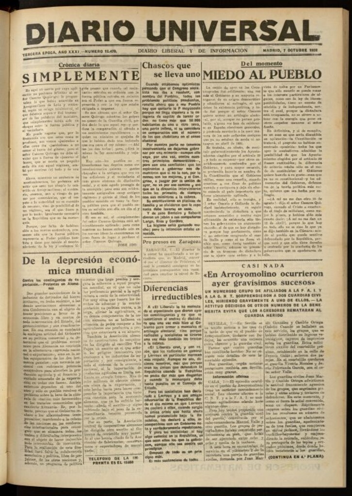 Miniatura de Diario Universal del 7 de octubre de 1932