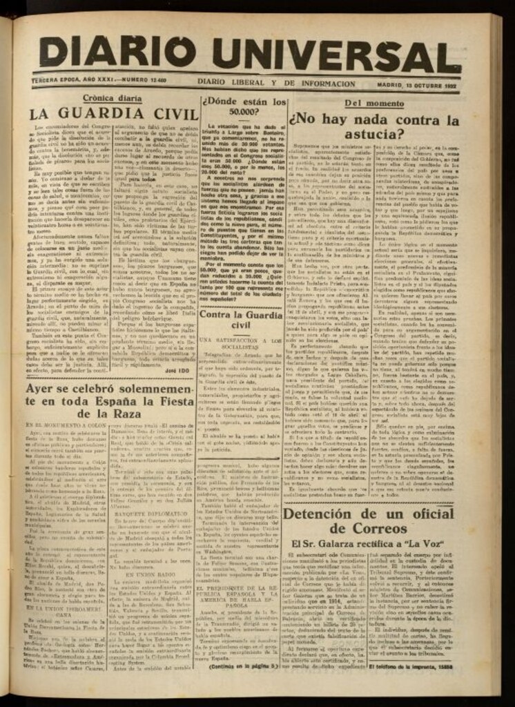Miniatura de Diario Universal del 13 de octubre de 1932