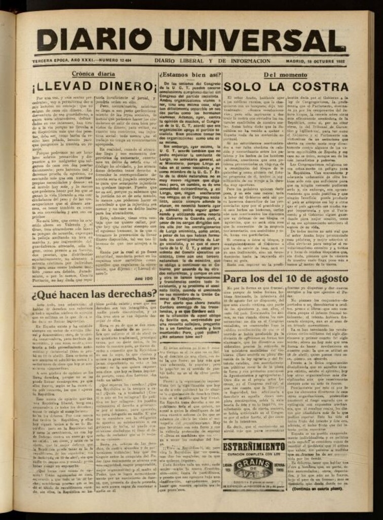 Miniatura de Diario Universal del 18 de octubre de 1932