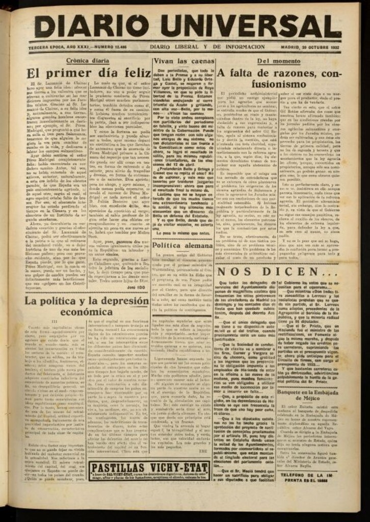 Miniatura de Diario Universal del 20 de octubre de 1932