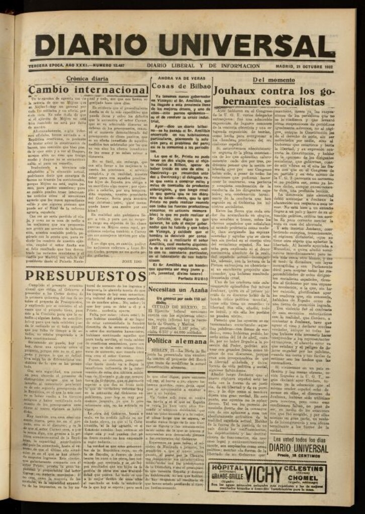 Miniatura de Diario Universal del 21 de octubre de 1932
