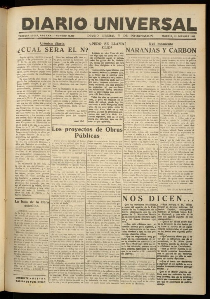Miniatura de Diario Universal del 22 de octubre de 1932