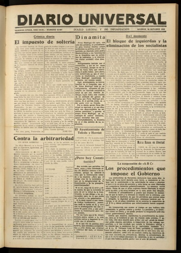 Miniatura de Diario Universal del 26 de octubre de 1932
