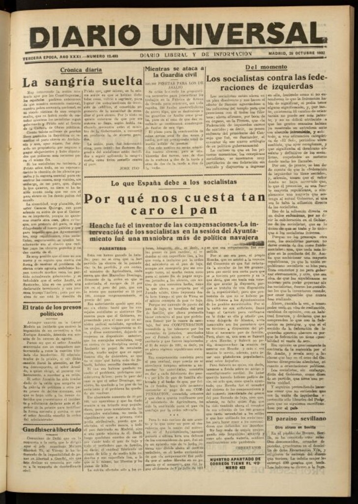 Miniatura de Diario Universal del 28 de octubre de 1932